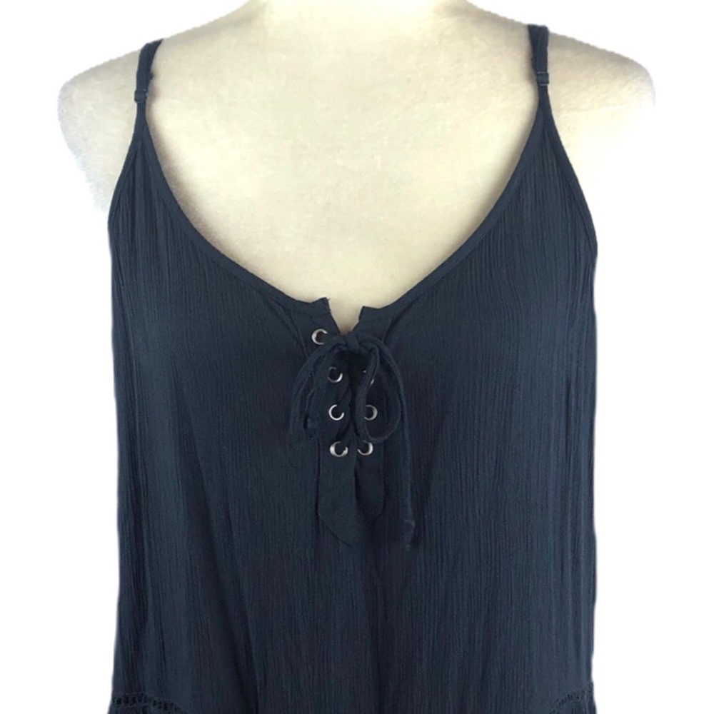 American Eagle Outfitters Gray Lace Up Peplum Tank - Picture 2 of 8